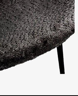 Fauteuil + hocker, zwart stof, zwarte poten